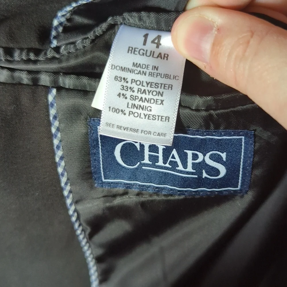 Chaps Sports Blazer Black Two-Button Wedding Easter Boys Size 14